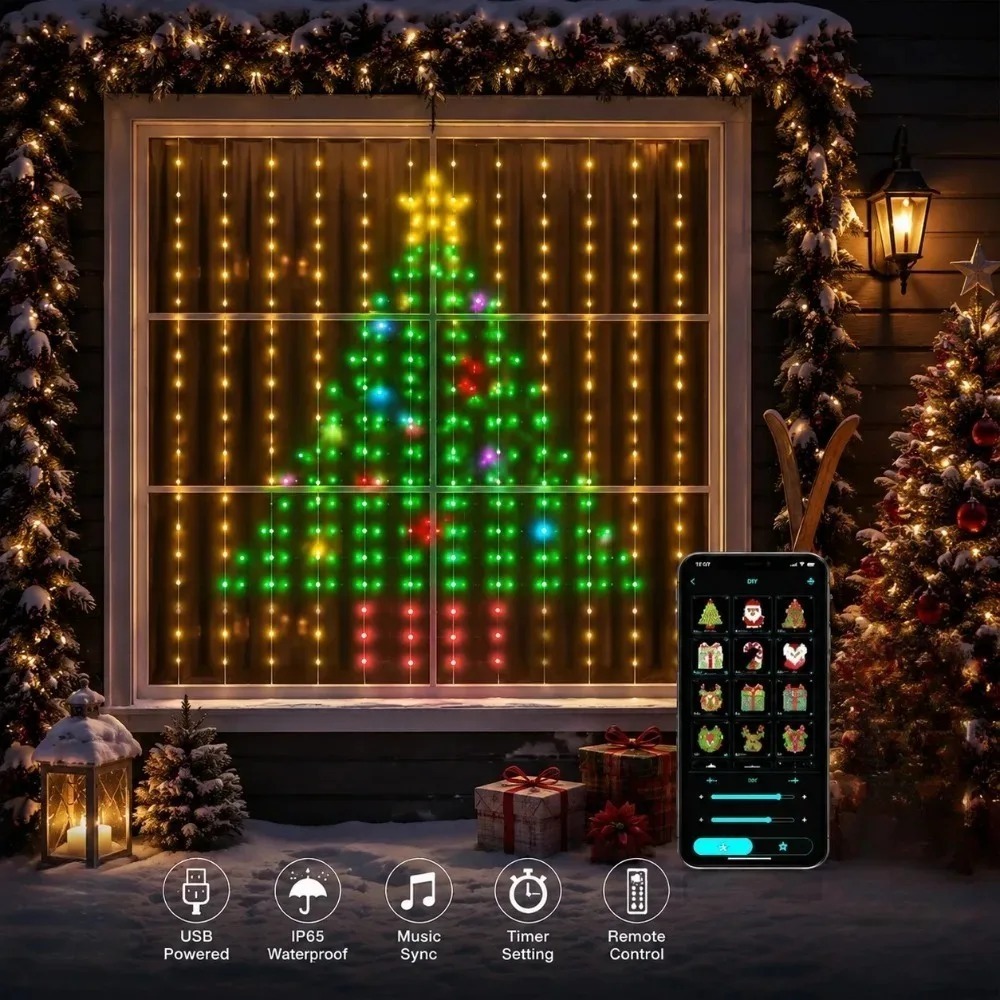 Led Fairy String Lights - LED Pixel Curtain Lights Bluetooth APP
