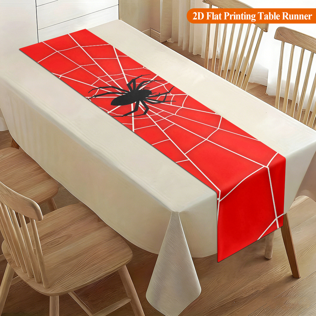 Christmas Table Runner - 1pc Spider Web With Red Spider