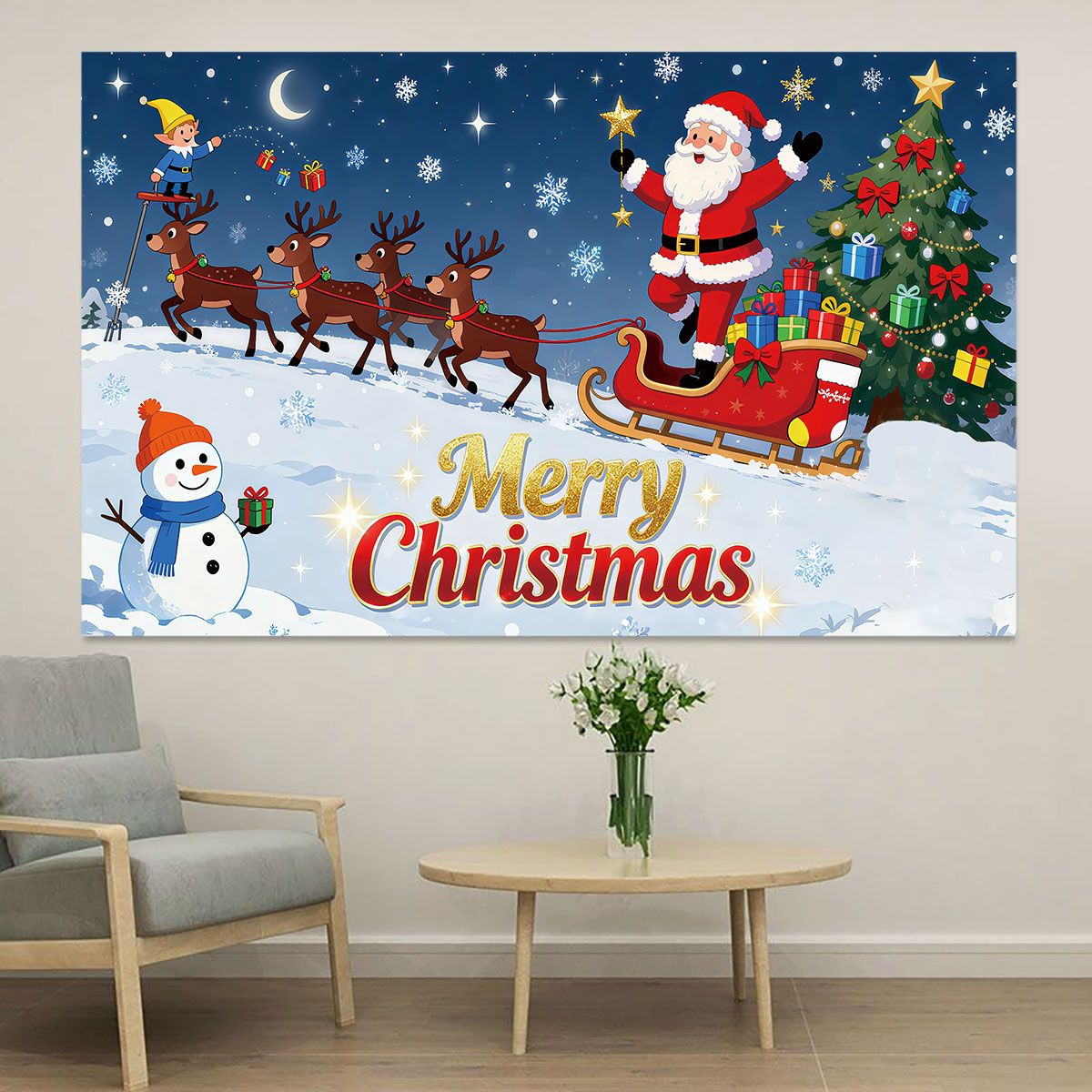1pc Christmas Elf Santa Sleigh - огляд і ціна Snowflake Window Decal
