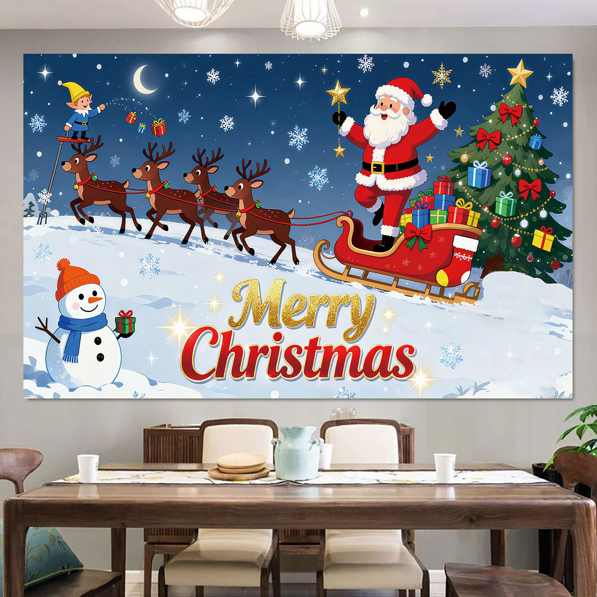 1pc Christmas Elf Santa Sleigh - огляд і ціна Snowflake Window Decal