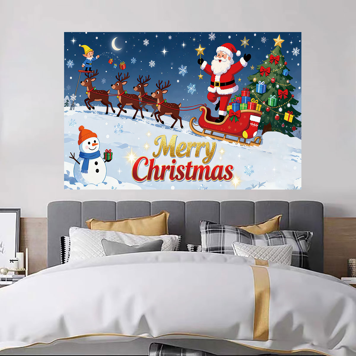 1pc Christmas Elf Santa Sleigh - огляд і ціна Snowflake Window Decal