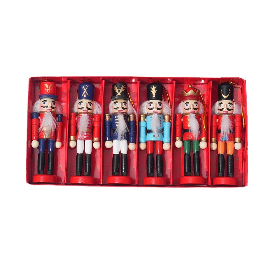 6pcs Christmas Nutcracker Wood - огляд і ціна Nutcracker Figurine