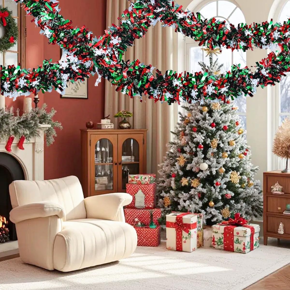 6.56 Feet Green Red Christmas  - огляд і ціна Tinsel Garland Decoration