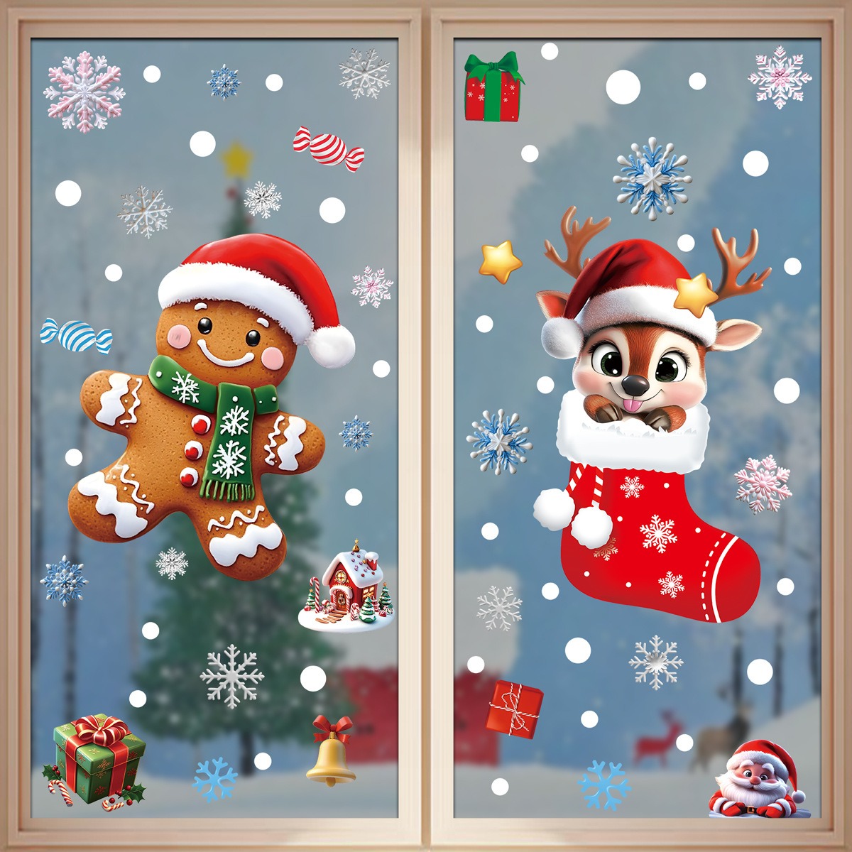 Christmas Window Stickers Ging - огляд і ціна Snowflake Window Decal