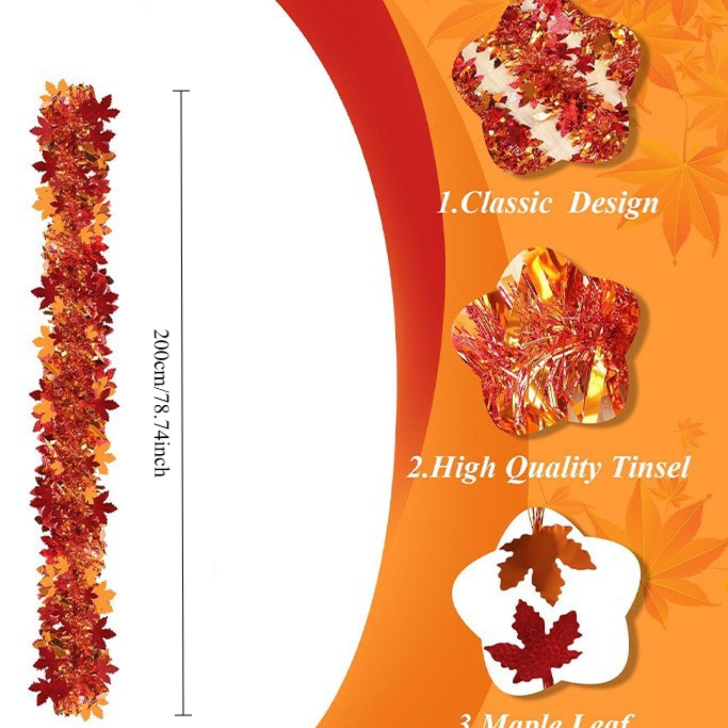 Thanksgiving Fall Tinsel Garla - огляд і ціна Tinsel Garland Decoration