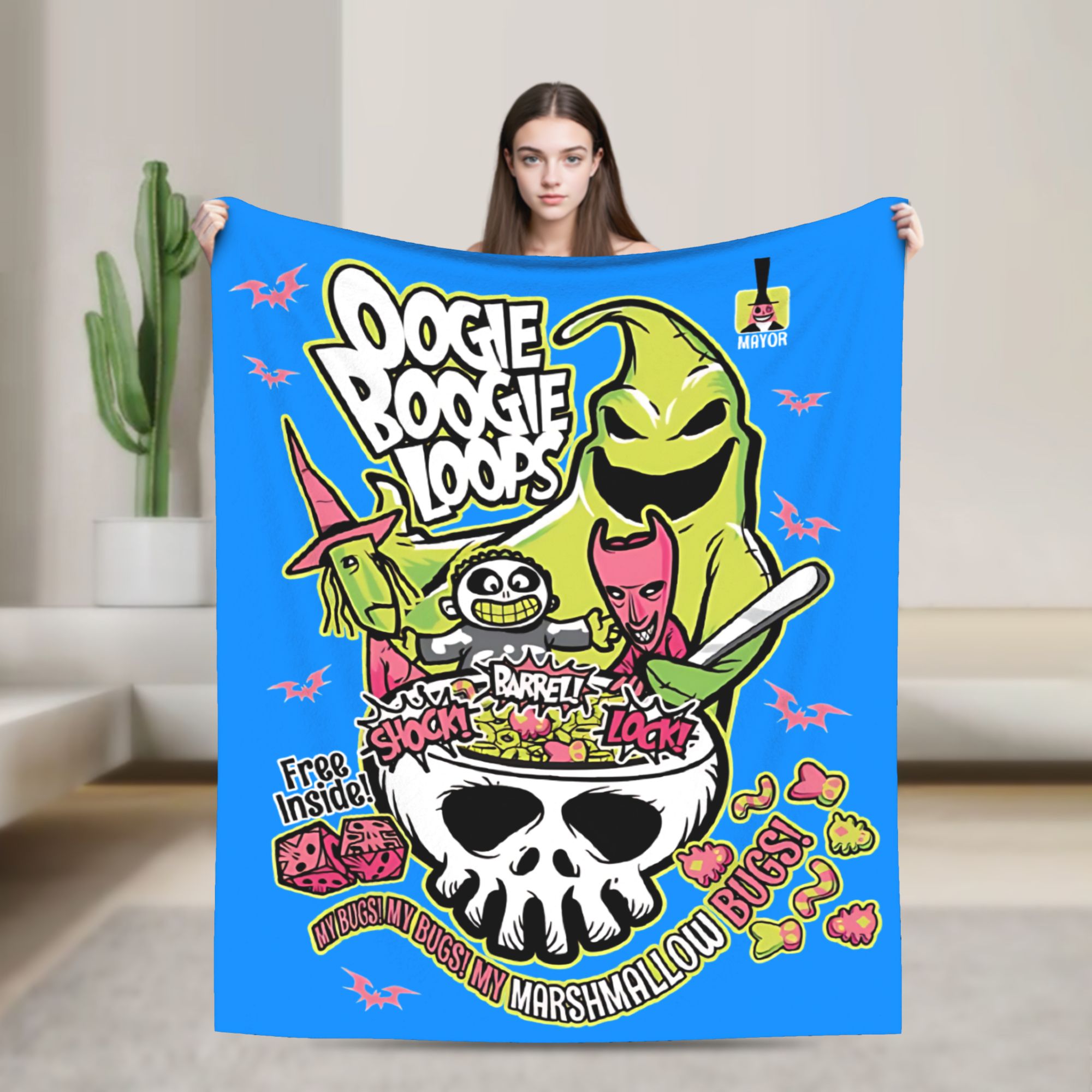 Oogie Boogie Loops halloween T - огляд і ціна Christmas Throw Blanket